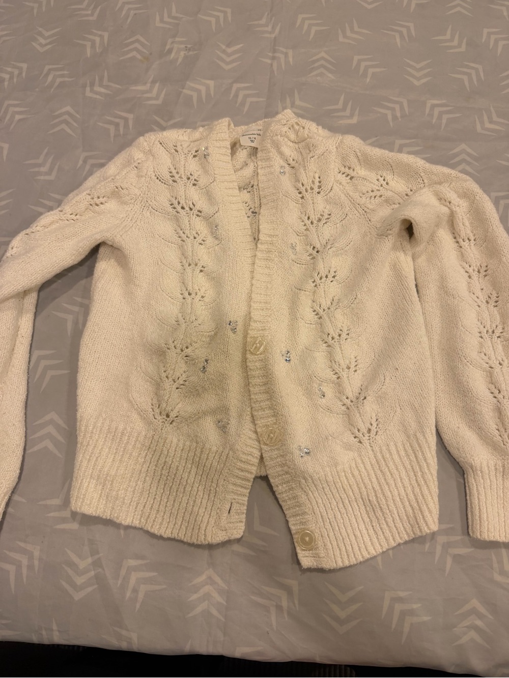 abercrombie kids Cream Openwork Cable-Pattern Cardigan